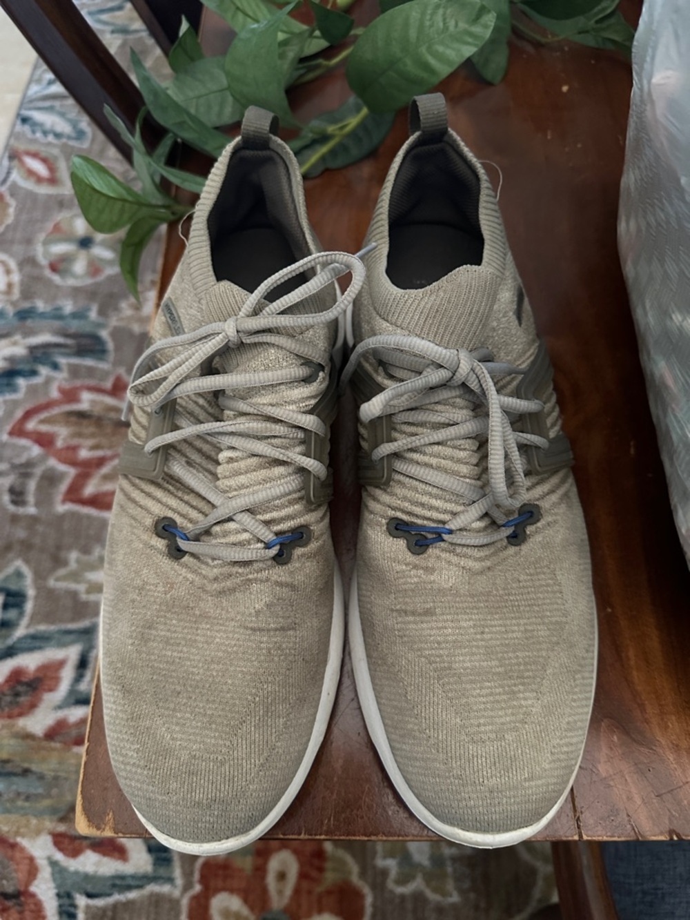 FootJoy Men's Knit Lace-Up Sneakers in Gray and White with Blue Accents